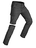 Wespornow Herren Zip-Off-Wanderhose-Abnehmbar-Trekkinghose, Atmungsaktiv Outdoorhose Arbeit Hosen Schnell Trockend Sommer Funktionshose mit 5 Taschen (Dunkelgrau, L)