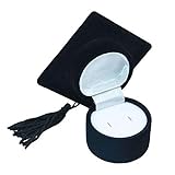 Ziyero Doktor-Hut Geschenkbox Ring Halter für Abschlussfeier Bachelor Cap Box Hutdesign mit Quasten für Lieferung der Abschlüsse, Abschlussfeiern, Hochzeiten, Geburtstage, Festivals usw (Schwarz)