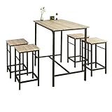 SoBuy® OGT11-N Bartisch Set 5-teilig Esstisch Bistrotisch mit 4 Stühlen Sitzgrupp