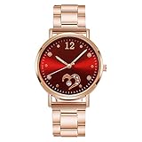 Hirolan Damen Uhren Quarzuhr Analog Edelstahlarmband Muttertagsgeschenk Geburtstagsgeschenk Frauen MäDchen Temperament Leuchtende Stahlband Glaslegierung Quarzuhr N