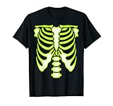 Skelett grün brustkorbes T-Shirt – Knochen Halloween-Kostü