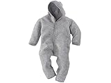Engel-Natur Baby Overall mit Kapuze aus Bio Schurwoll-Fleece, Hellgrau Melange, Gr. 50/56