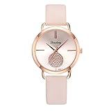 WPBOY Uhren für Frauen. Frauen-Diamant-Accented Armband-Uhr-Frauen-Uhren-Lederband Luxus-Quarz-Uhren-Mädchen-Damen-Armbanduhr (Color : Pink)