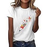 T-Shirts für Damen Kurzarm Rundkragen Tops Casual Große Größe Bedruckte Tuniken Kurzarmblusen T-Shirts Frauen Trendige Locker Sweatshirt Sommer Basic Tee Shirt Shortsleeve B