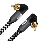 Subwoofer Kabel, EMK Digitales Koaxialkabel Cinch RCA Vergoldete Stecker Audio Kabel für Subwoofer,AV Receiver,Verstärker,Heimkino (90 Grad Cinch zu 90 Grad Cinch Grau, 0,5M)