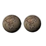 Black Earth Manschettenknöpfe Weltkarte Ozeanien Nordamerika Pacific Glas versilbert Retro Weltkarte grob handgefertigt Modeschmuck