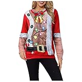 LIEIKIC Ugly Christmas Sweater Damen Lustige Pullover Weihnachten Hässliche Weihnachtspullover Hässlicher Weihnacht Pulli Weihnachts Sweatshirt Häßliche Weihnachtspulli Süße Lustig H