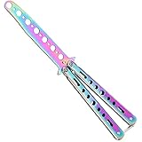 Butterfly Trainer, Butterfly üBungsmesser Ungeschärft, Steel Metal Folding Balisong Trainingsmesser, Kampfkunst Praxis Trainer Messer, Spielzeug für Jung