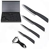 Edaygo Küchenmesser-Set Keramik Keramikmesser, Rostfrei, Keimresistent, Spülmaschinenfest, Edle Geschenkbox, 5-teilig, Schw