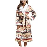 Darringls Damen Bademantel Flauschig Baumwolle Frottee Lang ohne kapuze mit Hose Bathrobe Morgenmantel Hausmantel Frotteemantel Robe Negligee Pyjama Lang Saunak