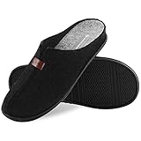 DUNLOP Hausschuhe Herren, Filzpantoffeln für Herren und Jungen, Winter Pantoffeln Herren mit Gummisohle, Geschenke für Männer (43, Schwarz, Numeric_43)