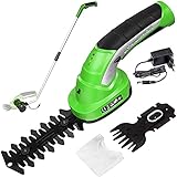GMtes Akku-Grasschere & Heckenschere – 7,2 V Elektrischer Gebüschtrimmer 2 in 1 Hand-Heckenschere/Rasentrimmer/Heckenschere Wiederaufladbar,with R
