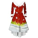 GFGHH Weihnachten Kleid Damen Sexy V-Ausschnitt Damen Party Elegant Weihnachtsmann Kostüm Samt Kleid Miss Schulterfreies Kleid Santa Claus Kostüm Langarm Weihnachtskleider Weihnachtsfrau Kleid Tunik