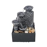 hkwshop Zimmerbrunnen Wasserfall Exquisite Wasser-Brunnen-Desktop-Ornamente Tragbare Zen-Meditation-Brunnen 3 Tiered Wasserfall Indoor-Wasserbrunnen for Home Büro-Dekor Wasserbrunnen Desk D