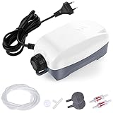 FEDOUR 3W 2-ausgänge Aquarium Luftpumpe, Einstellbares Leise Sauerstoffpumpe für Aquarium, Aquarium Air Pump mit Zubehö