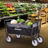 CosHall Bollerwagen faltbar Handwagen Transportkarre Gerätewagen Faltwagen Bollerwagen, klappbar, Vollgummi-Reifen, Folding Wagon Outdoor Gartenanhänger Transportwagen Gartenanhänger,Schw