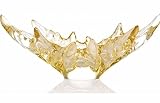 Lalique Champs Elysees Schale Gold Kristall Blatt New Box Frankreich signiert Neu in Box