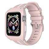 FEFD Für Apple Watch Band Gehäuse mit Silikon 7 6 5 4 SE 3 Sportarmband 38mm 40mm 42mm 44mm WatchBand (Color : Pink, Size : for 38mm)