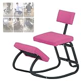 GJXJY Kniestuhl mit Rückenlehne Ergonomischer Kniehocker mit Verdickenden Bequemen Kissen für Büro und Zuhause, Verbessern Sie die Sitzhaltung, Rücken- und Nackenschmerzen Lindern(Color:Rosa)