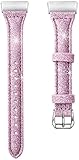 DZX Leder-Ersatzarmband kompatibel mit Charge 4/Charge 3, Glitzer-Armbänder für Damen, Sportarmband, einfarbig, kompatibel mit Charge 4/Charge 3, rosa (Farbe: Schwarz) (Pink)