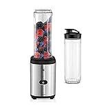 WMF Kult X Mix & Go Mini Smoothie Maker mit 2 Mixbehälter, Shake Mixer, Blender elektrisch, 300 Watt, Kunststoff-Flasche 600ml, BPA-frei,