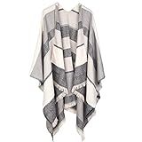 SIEPAKE Damen Mantel, Cape, Schal, dick, Poncho, Cardigan, warm, Winter, mit Fransen, Farbe 3, 42