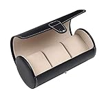 SMEJS 3 Slots Leder Rollen Reise-Uhr-Kasten-Halter-Organisator-Aufbewahrungstasche for Uhren oder Armbänder, beobachten Reisen ROLL (Color : A)