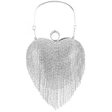 Goodbag Abendtasche aus Samt, herzförmig, solide Abendtasche, Az-Quasten Silber, Einheitsgröß