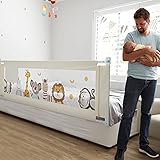 Fascol Bettgitter, 200 cm Kinderbettgitter Babybettgitter zum Vertikalen Heben, Bettschutzgitter für Kinderbetten und Elternbetten, 1 S