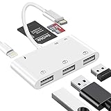 USB 3.0 Kartenleser, techextra 6 in 1 Lightn-ing auf USB/SD/TF-Speicher OTG Adapter, Karten Leser Adapter mit Ladean Schluss, USB Hub Adapter Kompatibel mit i-Phone/i-Pad, Tastatur, M