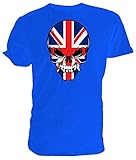Best of British Union Jack Totenkopf T-Shirt, Blau - blau - Größe: 3X-Larg