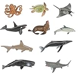 Meerestiere Figuren Spielzeug, CestMall 10 pcs Kunststoff Mini Ozean Tierspielzeug Set Realistische Sea Life Figuren Spielzeug Multi Style Lernen Farbe Lernspielzeug Badespielzeug Für Kinder Kleink