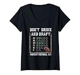 Damen Lustiges Fantasie-Fußball-Zeichenbrett mit Aufschrift 'Don't Drink and Draft' T-Shirt mit V