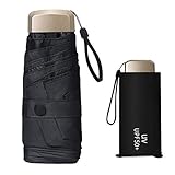 Jzhen Mini Regenschirm, Taschenschirm Windsicher Sonnenschutz Reiseschirm, Freien UV Faltender Regenschirm, leicht & kompakt(schwarz)