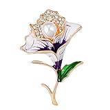 YUXINYAN Brosche Jahrgang Rot lila Morgen Glory Broschen Strass Blume Pin Kleidungsstück Zubehör Bandana-Pin (Metal Color : Purple)