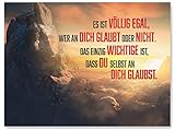 wandmotiv24 Motivations Motiv als Leinwandbild, 40x30cm, Querformat, Glaub an Dich selbst, Berge, Sonne, Deko, Bilder auf Leinwand, Bild, Wanddeko, XXL Wandbild, Dekoration Wohnung modern M0435