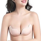 TOPJESS Klebe BH, Push-up BH, Trägerloser BH, Silikon BH mit Dem Selbstklebendem, Silikon Nackt Unsichtbar Bra, Invisible Bras, Abendkleider, Ballkleider, Brautkleider, Nude, Gr. C