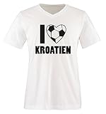 I Love Kroatien - Herren V-Neck T-Shirt - Weiss/Schwarz Gr. XXL