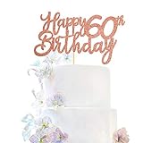 Unimall Global 3er Pack Happy 60. Geburtstagstorte Topper Glitter Alles Gute zum Geburtstag Cake Topper Happy 60. Geburtstagstorte Dekoration für 60. Geburtstagsfeier Dek