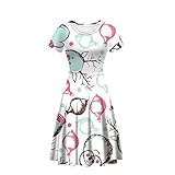 XIANGE100-SHOP Damen Retro Kleider Frauen helle und farbenfrohe hässliche Weihnachten inspiriert Ferien-Tunika-T-Shirts Kleider (Color : White, Size : XL)