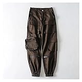 Hip Hop Jogger Cargo Pants Große Tasche Hübsche Fracht-Hosen Reißverschluss Hohe Taille Camouflage Streetwear Hose Hip Hop Lose Sporthose (Color : Dark Grey, Size : L)