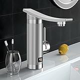 Edelstahl Elektrische Wasserhahn, 3000W Warmwasserbereiter mit LED Temperaturanzeige Küchenarmatur für Küche und B