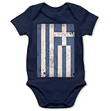 Shirtracer Baby Fahnen und Flaggen - Griechenland Flagge Vintage - 1/3 Monate - Navy Blau - Baby griechenland - BZ10 - Baby Body Kurzarm für Jungen und M