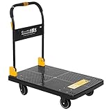 N&S Plattformwagen Transportwagen Schwerlast 350KG Einhändig Falten LKW Cart mit Mute Wheels Plattform-Trolley