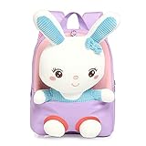 WXYPP Kleiner weißer Kaninchen Kleinkind Schultasche mit gefülltem Bunny Toy 3-5 Jahre alt Kind Prinzessin Niedlichen Ultraleichtrucksack Mini (Color : Purple)