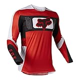 Herren Mountainbike MTB Top Langarm Atmungsaktiv Bequem Weich Feuchtigkeitstransport Radtrikot (Red,L)