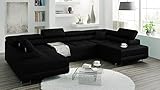 Ecksofa Miami U mit Schlaffunktion, Eckcouch mit Bettkasten, U Form Couch, Wohnzimmersofa, Ecksofa mit Bettkasten, Sofagarnitur mit Schalffunktion, 338 x 203 cm (Hochwertiger Stoff) (Marineblau)
