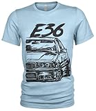 E36 M3 3 Series Herren Grunge T-Shirt #2066 (L, Lichtblau)