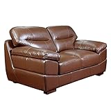 Sunset Trading Jayson 73' Wide Top Grain Leather Chestnut Brown Loveseat, Holz, Deep Seating