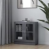 Bücherregal Aufbewahrungsschrank, Regal Bücherregal Display Bücherregal Bücherregal Aufbewahrungsregal Vitrine Schrank Hochglanz Grau 82,5x30,5x80 cm Spanp